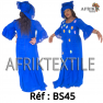 Boubou senegalais à motif et en dentelle manche 3/4 de couleur "rose"