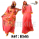 Boubou senegalais à motif et en dentelle manche 3/4 de couleur "rose"