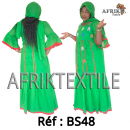 Boubou senegalais à motif et en dentelle manche 3/4 de couleur "rose"