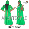 Boubou senegalais à motif et en dentelle manche 3/4 de couleur "rose"