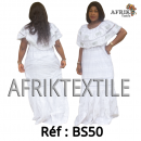 Boubou senegalais à motif et en dentelle manche 3/4 de couleur "rose"
