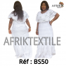 Boubou senegalais à motif et en dentelle manche 3/4 de couleur "rose"