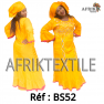 Boubou senegalais à motif et en dentelle manche 3/4 de couleur "rose"
