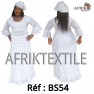 Boubou senegalais à motif et en dentelle manche 3/4 de couleur "rose"