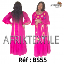 Boubou senegalais à motif et en dentelle manche 3/4 de couleur "rose"