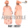 Boubou senegalais à motif et en dentelle manche 3/4 de couleur "rose"