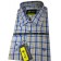 Chemise 100% coton coupe cintrée manche longue bleu à carreaux "COTTON CLUB"