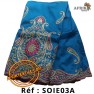 Soies Brodé "Georges lace" bleu avec des broderies dorée 5 yards