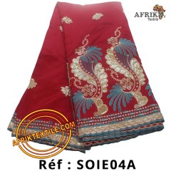 Soies Brodé "Georges lace" bleu avec des broderies dorée 5 yards