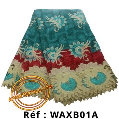 Wax Brodé 100% coton 6 yards bleu,rouge
