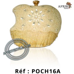 pochette dorée avec des perles