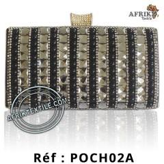 Pochette noir au motif argenté