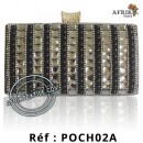 Pochette noir au motif argenté