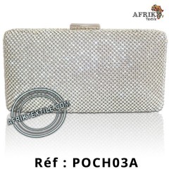 Pochette ovale dorée avec des perles