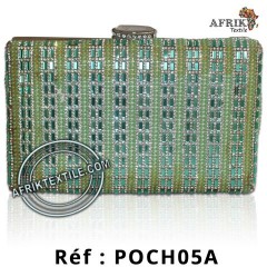 Pochette noir au motif argenté