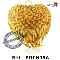 Sac à main pochette dorée avec des perles