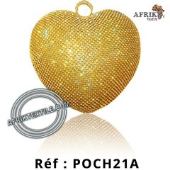 pochette dorée avec des perles