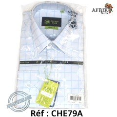 Chemise cotton club coupe cintrée manche longue ciel à carreau