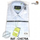Chemise cotton club coupe cintrée manche longue ciel à carreau