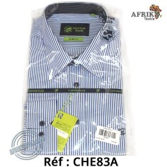 Chemise en tissu et pagne woodin blanc à motif rouge noir