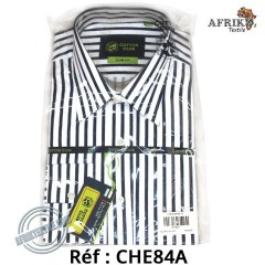 Chemise en tissu et pagne woodin blanc à motif rouge noir