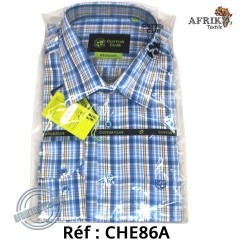 Chemise en tissu et pagne woodin blanc à motif rouge noir