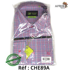 Chemise en tissu et pagne woodin blanc à motif rouge noir