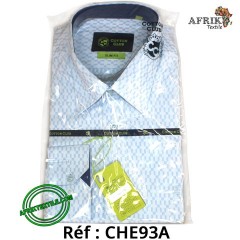 Chemise en tissu et pagne woodin blanc à motif rouge noir