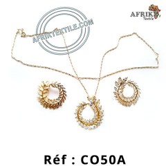 Ensembles bijoux plaqué  avec boucles d'oreilles en pierre" scintillant"