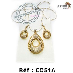 Ensembles bijoux plaqué  avec boucles d'oreilles en pierre" scintillant"