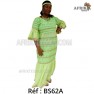 Boubou senegalais à motif et en dentelle manche 3/4 de couleur "rose"