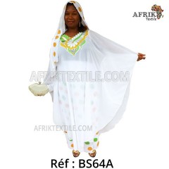 Boubou senegalais à motif et en dentelle manche 3/4 de couleur "rose"