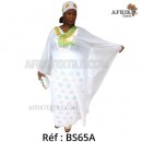 Boubou senegalais à motif et en dentelle manche 3/4 de couleur "rose"