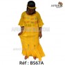 Boubou senegalais à motif et en dentelle manche 3/4 de couleur "rose"