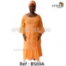 Boubou senegalais à motif et en dentelle manche 3/4 de couleur "rose"