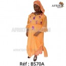 Boubou senegalais à motif et en dentelle manche 3/4 de couleur "rose"