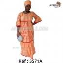 Boubou senegalais à motif et en dentelle manche 3/4 de couleur "rose"
