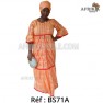 Boubou senegalais à motif et en dentelle manche 3/4 de couleur "rose"