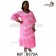 Boubou senegalais à motif et en dentelle manche 3/4 de couleur "rose"