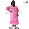 Boubou senegalais à motif et en dentelle manche 3/4 de couleur "rose"