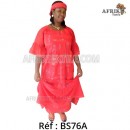 Boubou senegalais à motif et en dentelle manche 3/4 de couleur "rose"