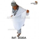 Boubou senegalais à motif et en dentelle manche 3/4 de couleur "rose"