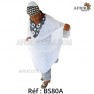 Boubou senegalais à motif et en dentelle manche 3/4 de couleur "rose"