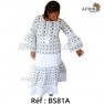 Boubou senegalais à motif et en dentelle manche 3/4 de couleur "rose"