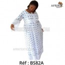 Boubou senegalais à motif et en dentelle manche 3/4 de couleur "rose"