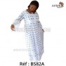 Boubou senegalais à motif et en dentelle manche 3/4 de couleur "rose"